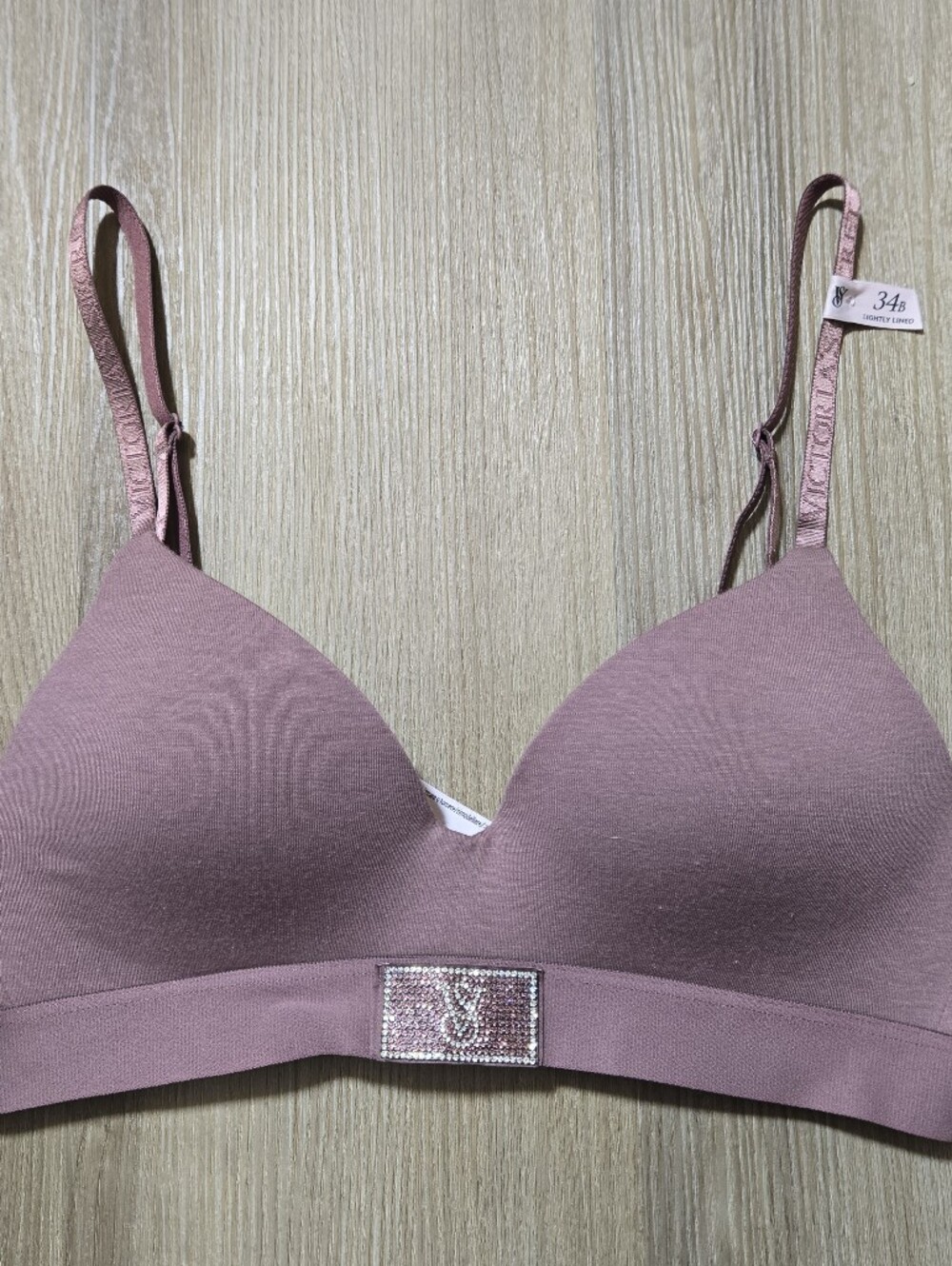 Victoria's Secret Dusty Mauve Wireless T-Shirt Bra with Embellished Logo Band